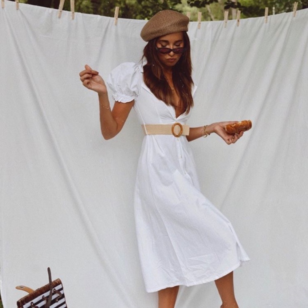 NEW WeWoreWhat Bella Midi dress in white